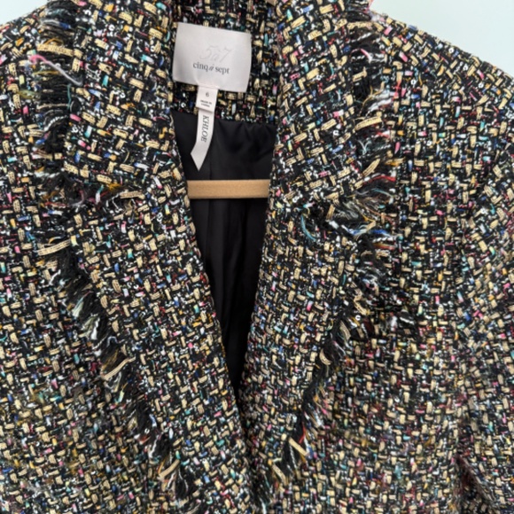 Cinq a Sept Khloe Tweed Blazer Multi Colored Heart Buttons Size 6 - Picture 5 of 15